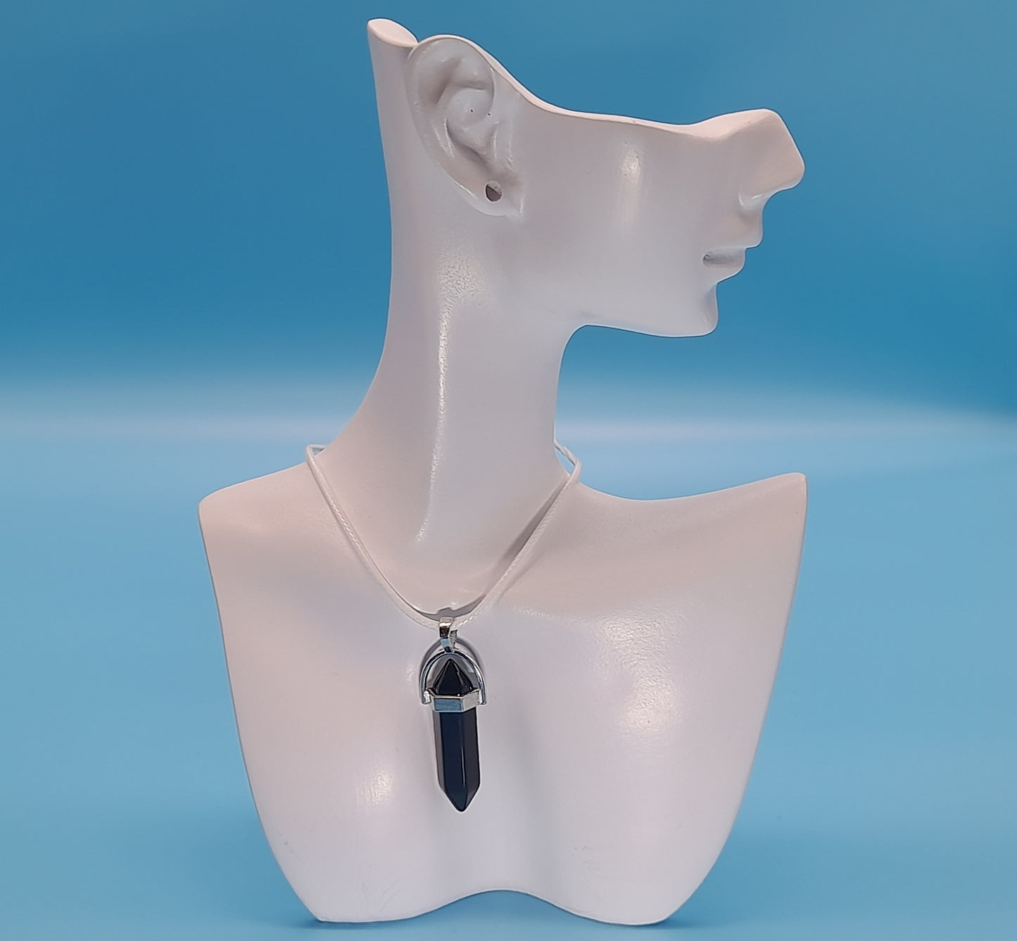 COLLIERS + PENDENTIFS DOUBLE POINTE EN VERRE - BIJOUX FANTAISIES DIVERS COLORIS AU CHOIX