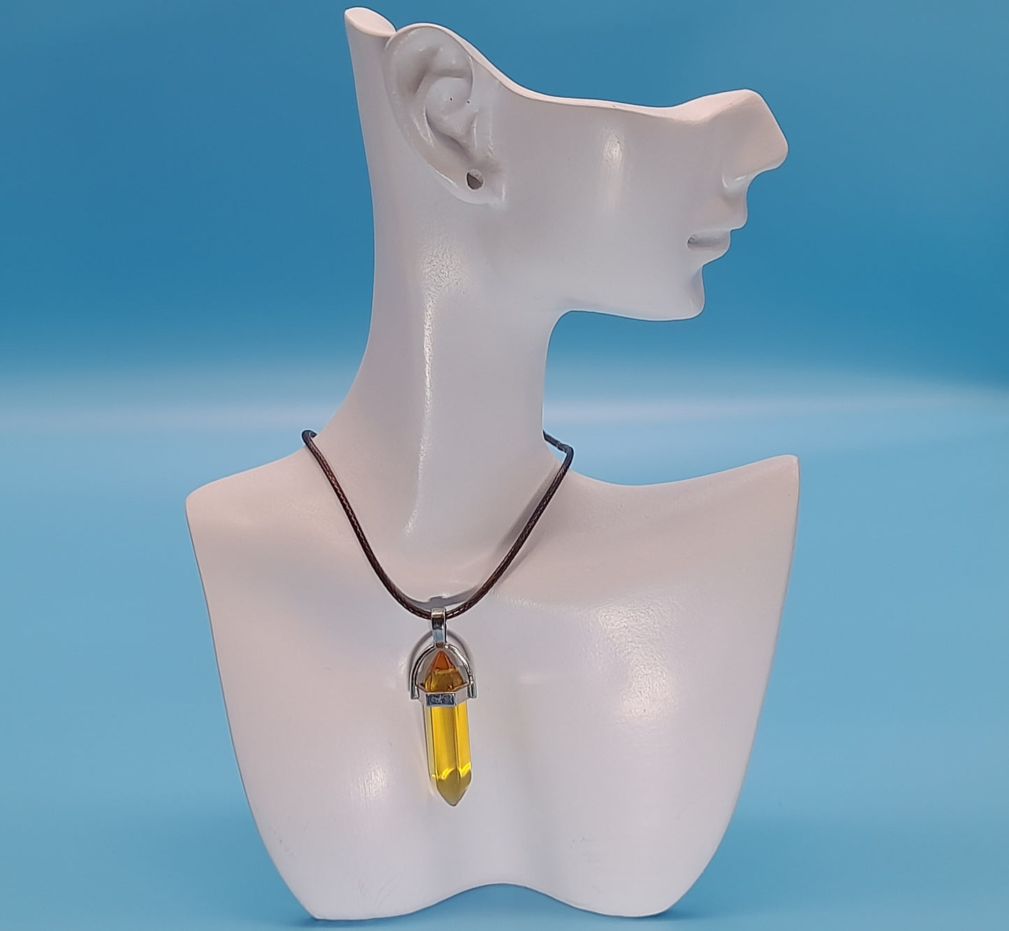 COLLIERS + PENDENTIFS DOUBLE POINTE EN VERRE - BIJOUX FANTAISIES DIVERS COLORIS AU CHOIX