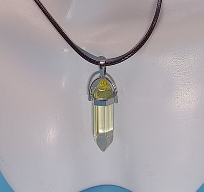 COLLIERS + PENDENTIFS DOUBLE POINTE EN VERRE - BIJOUX FANTAISIES DIVERS COLORIS AU CHOIX