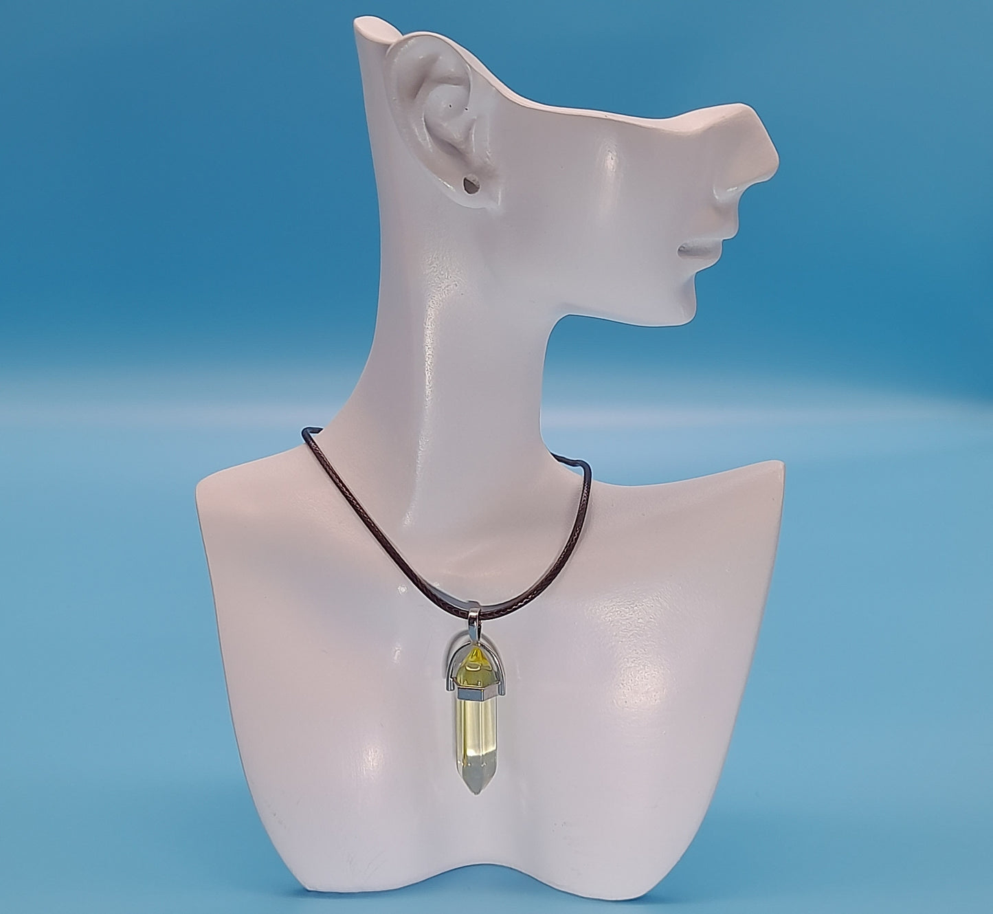 COLLIERS + PENDENTIFS DOUBLE POINTE EN VERRE - BIJOUX FANTAISIES DIVERS COLORIS AU CHOIX