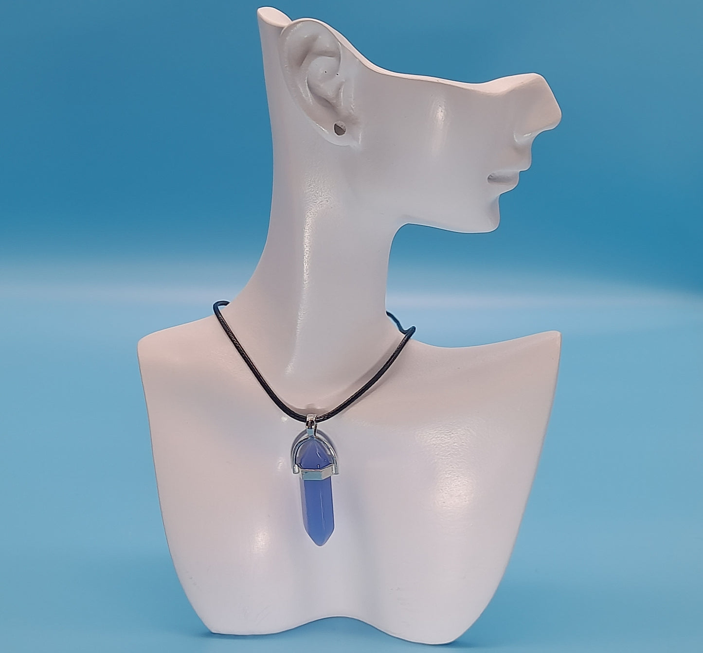 COLLIERS + PENDENTIFS DOUBLE POINTE EN VERRE - BIJOUX FANTAISIES DIVERS COLORIS AU CHOIX