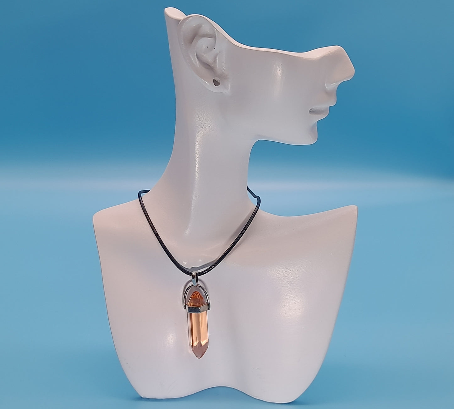 COLLIERS + PENDENTIFS DOUBLE POINTE EN VERRE - BIJOUX FANTAISIES DIVERS COLORIS AU CHOIX