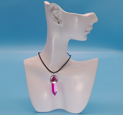 COLLIERS + PENDENTIFS DOUBLE POINTE EN VERRE - BIJOUX FANTAISIES DIVERS COLORIS AU CHOIX