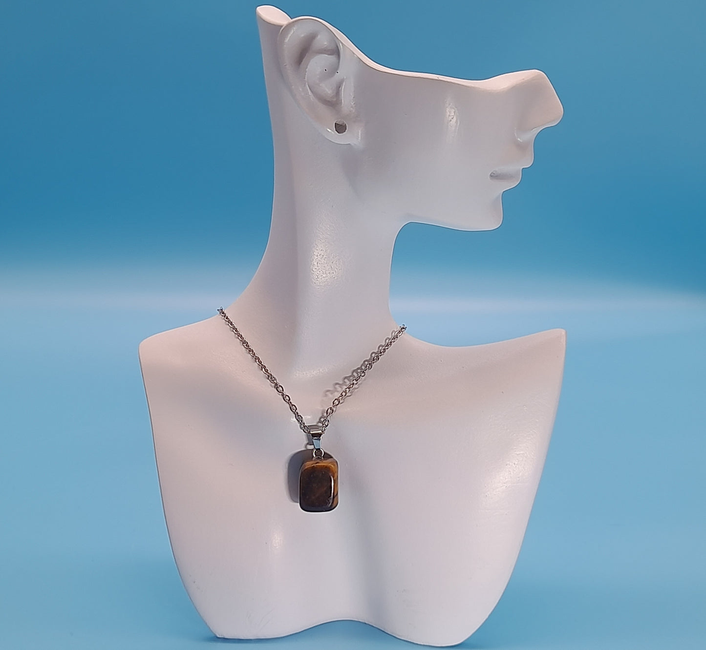 COLLIERS PENDENTIFS ÉTOILES ou CUBES EN PIERRE OEIL DU TIGRE - BIJOUX ARTISANAUX, UNIQUES & ORIGINAUX