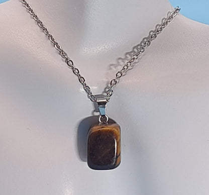 COLLIERS PENDENTIFS ÉTOILES ou CUBES EN PIERRE OEIL DU TIGRE - BIJOUX ARTISANAUX, UNIQUES & ORIGINAUX