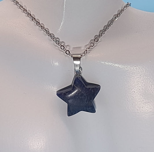 COLLIERS PENDENTIFS ÉTOILES ou CUBES EN PIERRE LAPIS LAZULI - BIJOUX ARTISANAUX, UNIQUES & ORIGINAUX