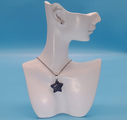 COLLIERS PENDENTIFS ÉTOILES ou CUBES EN PIERRE LAPIS LAZULI - BIJOUX ARTISANAUX, UNIQUES & ORIGINAUX