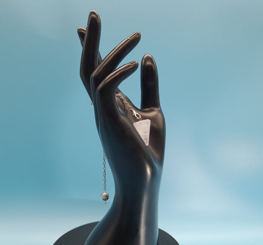 PENDULE DE RADIESTHÉSIE EN PIERRE DE QUARTZ BLANC - BIJOU ARTISANAL, UNIQUE & ORIGINAL