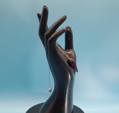 PENDULE DE RADIESTHÉSIE EN PIERRE AMÉTHYSTE - OUTIL ARTISANAL, UNIQUE & ORIGINAL