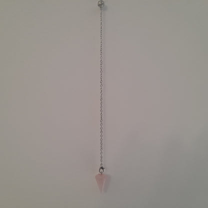 PENDULE DE RADIESTHÉSIE EN PIERRE DE QUARTZ ROSE - BIJOU ARTISANAL, UNIQUE & ORIGINAL