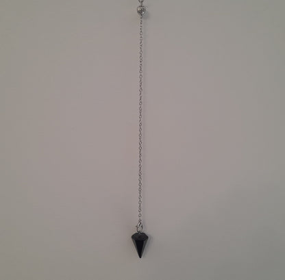 PENDULE DE RADIESTHÉSIE EN PIERRE ONYX NOIR - BIJOU ARTISANAL, UNIQUE & ORIGINAL