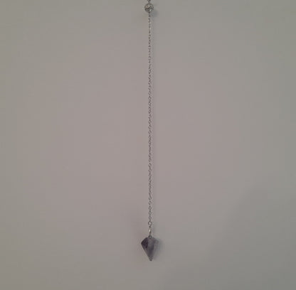 PENDULE DE RADIESTHÉSIE EN PIERRE AMÉTHYSTE - OUTIL ARTISANAL, UNIQUE & ORIGINAL