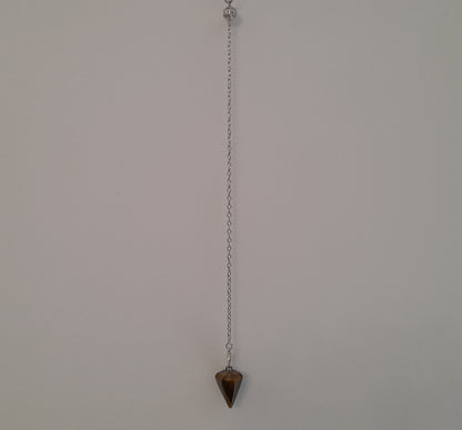 PENDULE DE RADIESTHÉSIE EN PIERRE OEIL DU TIGRE - BIJOU ARTISANAL, UNIQUE & ORIGINAL