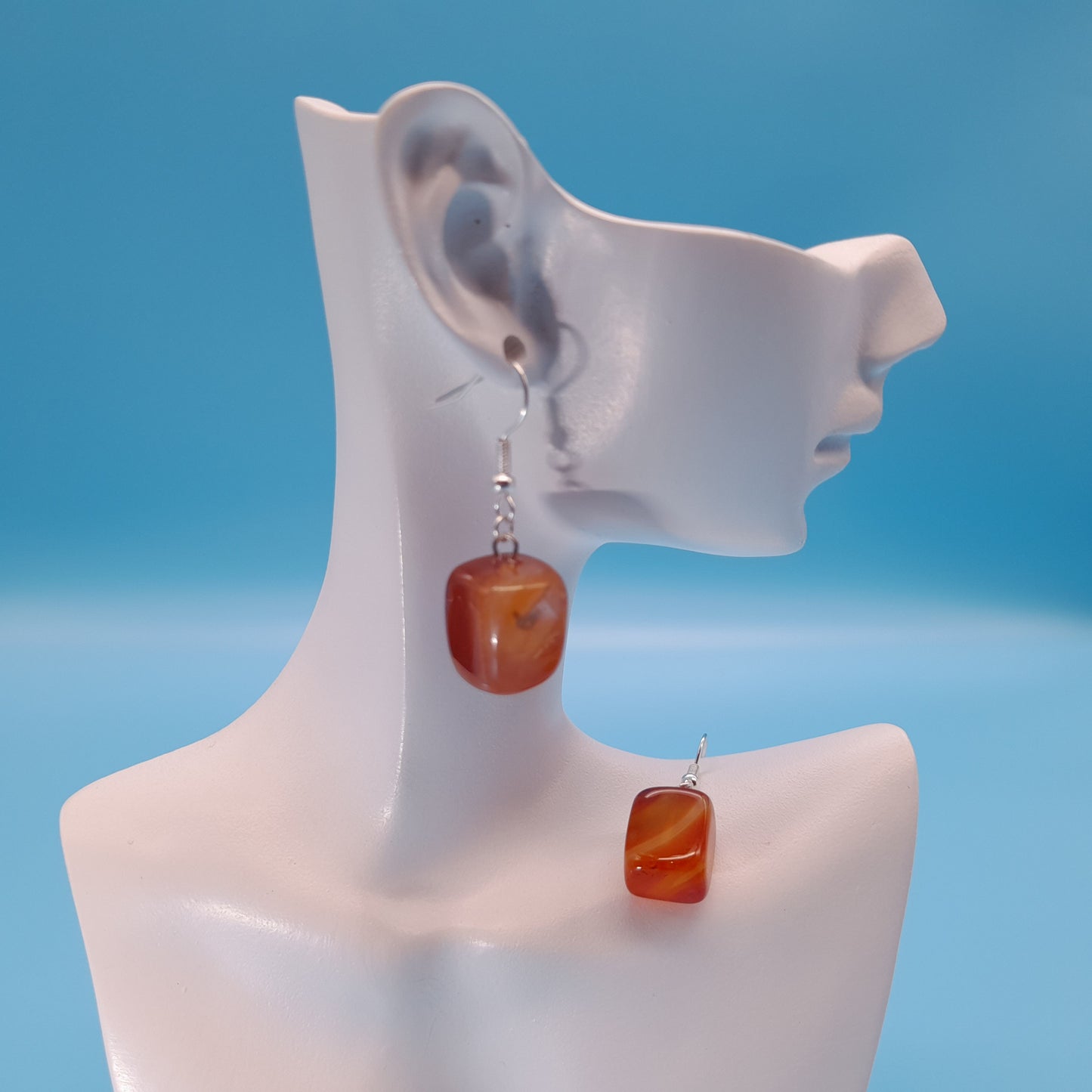 4 MODÈLES DE BOUCLES D'OREILLES EN PIERRE AGATE ORANGE - BIJOUX ARTISANAUX, UNIQUES & ORIGINAUX