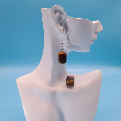 4 MODÈLES DE BOUCLES D'OREILLES EN PIERRE OEIL DU TIGRE - BIJOUX ARTISANAUX, UNIQUES & ORIGINAUX