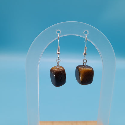 4 MODÈLES DE BOUCLES D'OREILLES EN PIERRE OEIL DU TIGRE - BIJOUX ARTISANAUX, UNIQUES & ORIGINAUX