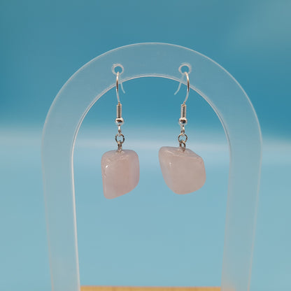 4 MODÈLES DE BOUCLES D'OREILLES EN PIERRE DE QUARTZ ROSE - BIJOUX ARTISANAUX, UNIQUES & ORIGINAUX