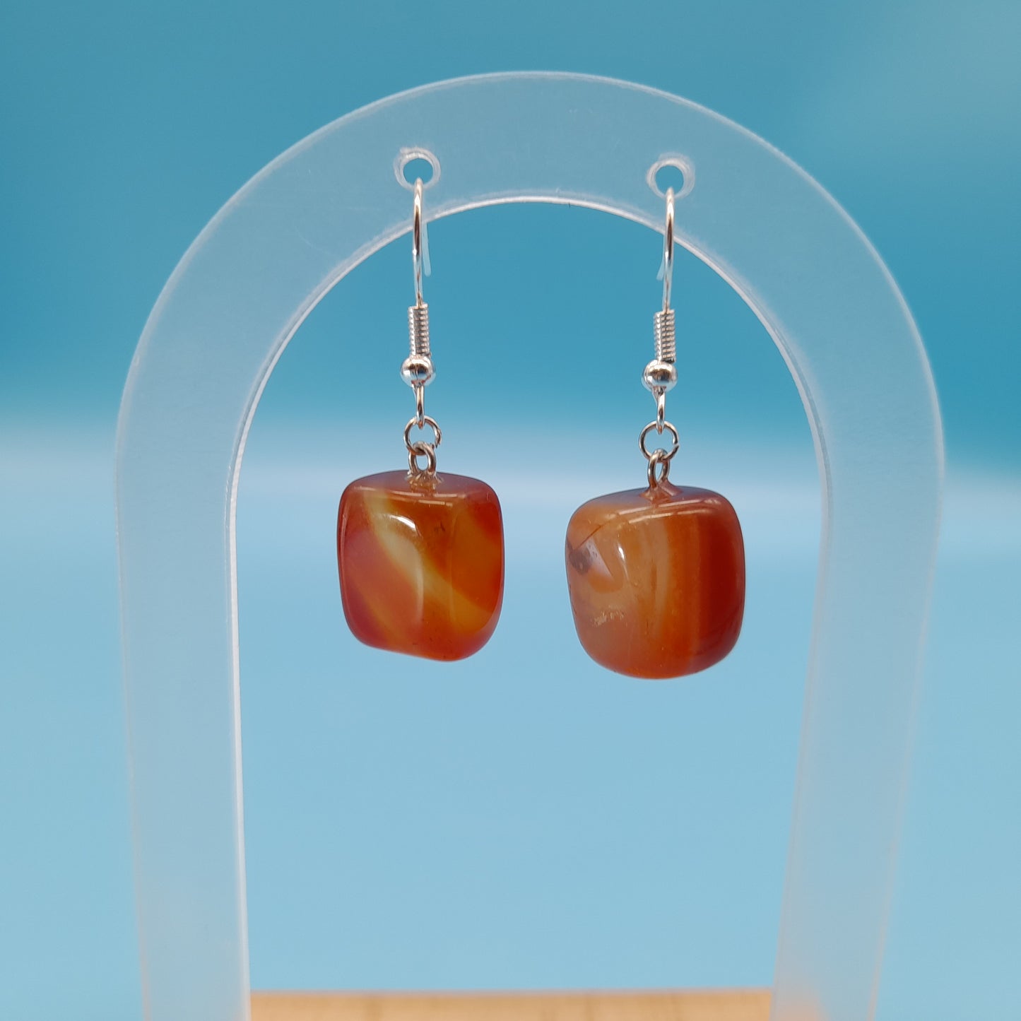 4 MODÈLES DE BOUCLES D'OREILLES EN PIERRE AGATE ORANGE - BIJOUX ARTISANAUX, UNIQUES & ORIGINAUX