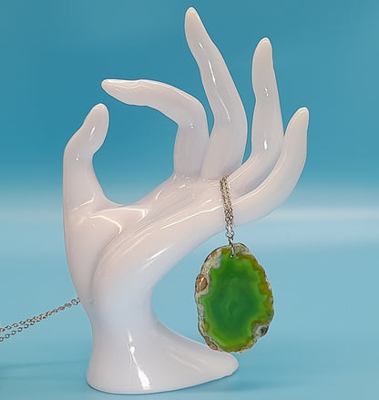 DIVERS COLLIERS EN PIERRE D' AGATE VERTE - BIJOUX ARTISANAUX, UNIQUES & ORIGINAUX