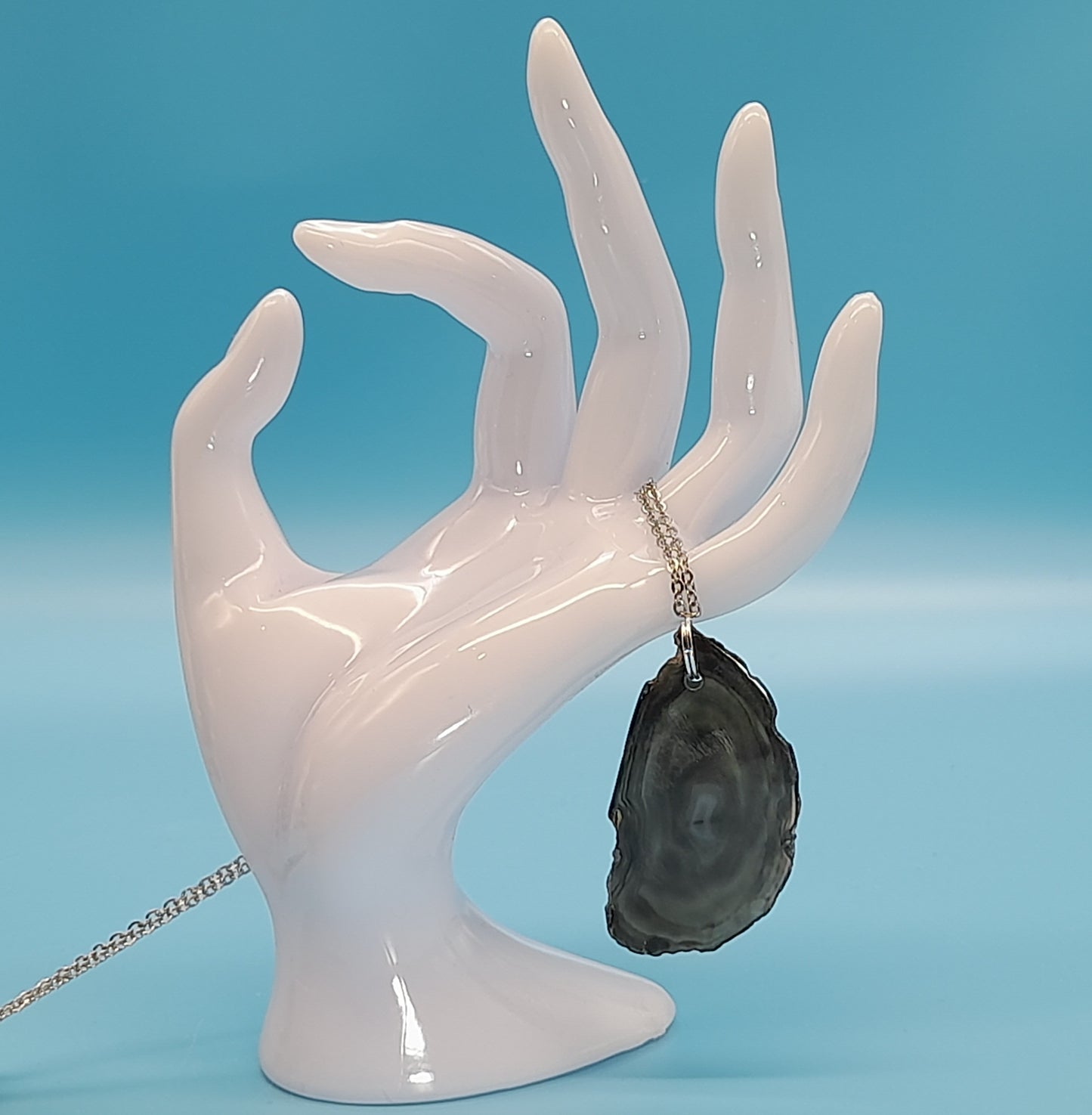 DIVERS COLLIERS EN PIERRE D' AGATE GRISE & NOIRE - BIJOUX ARTISANAUX, UNIQUES & ORIGINAUX