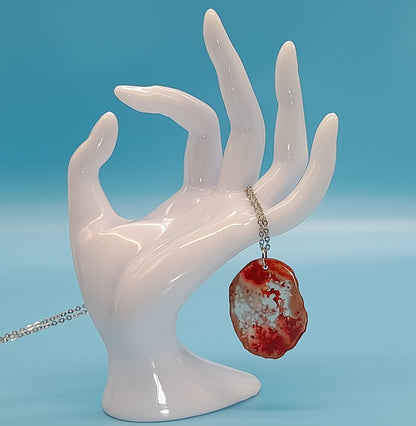 DIVERS COLLIERS EN PIERRE D' AGATE ROUGE & ROSE - BIJOUX ARTISANAUX, UNIQUES & ORIGINAUX