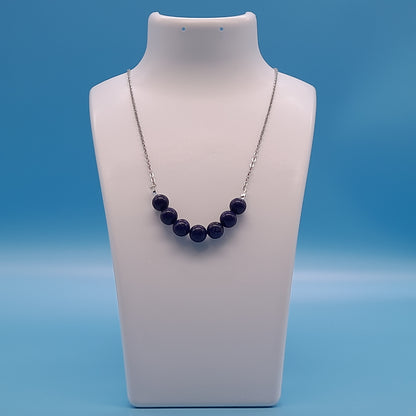 COLLIER DE 7 PERLES EN PIERRE DE LAPIS LAZULI - BIJOU ARTISANAL, UNIQUE & ORIGINAL