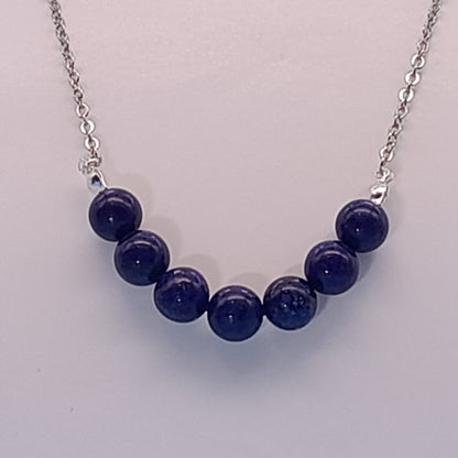 2 PARURES EN PIERRE DE LAPIS LAZULI : COLLIER 7 PERLES OU PENDENTIF + BOUCLES D’OREILLES - BIJOUX ARTISANAUX, UNIQUES & ORIGINAUX