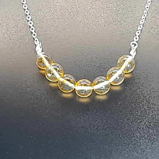 COLLIER DE 7 PERLES EN PIERRE DE CITRINE - BIJOU ARTISANAL, UNIQUE & ORIGINAL