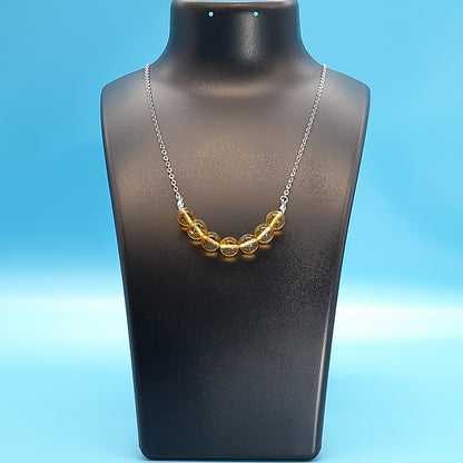 COLLIER DE 7 PERLES EN PIERRE DE CITRINE - BIJOU ARTISANAL, UNIQUE & ORIGINAL