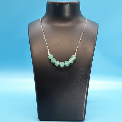 COLLIER DE 7 PERLES EN PIERRE AVENTURINE VERTE - BIJOU ARTISANAL, UNIQUE & ORIGINAL