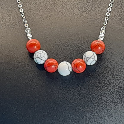 COLLIERS DUO DE 7 PERLES EN PIERRE HOWLITE - BIJOUX ARTISANAUX, UNIQUES & ORIGINAUX