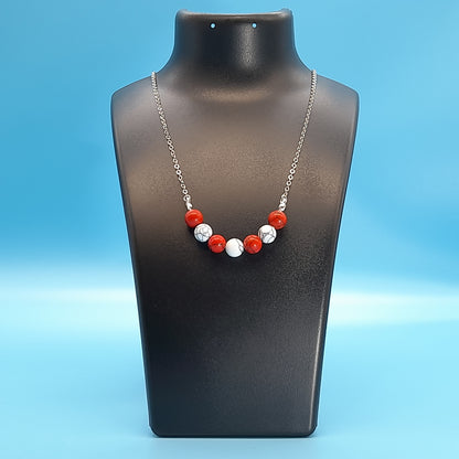 COLLIERS DUO DE 7 PERLES EN PIERRE HOWLITE - BIJOUX ARTISANAUX, UNIQUES & ORIGINAUX