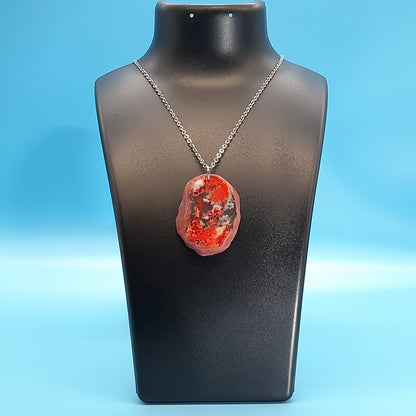 DIVERS COLLIERS EN PIERRE D' AGATE ROUGE & ROSE - BIJOUX ARTISANAUX, UNIQUES & ORIGINAUX