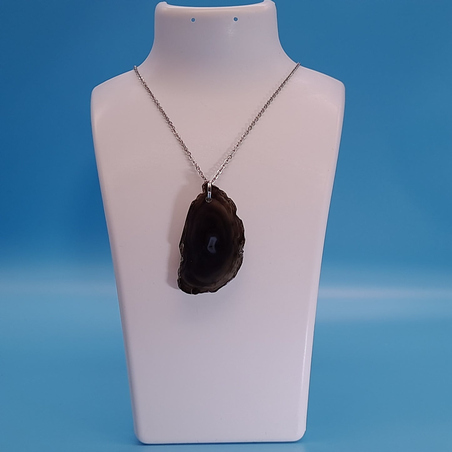 DIVERS COLLIERS EN PIERRE D' AGATE GRISE & NOIRE - BIJOUX ARTISANAUX, UNIQUES & ORIGINAUX