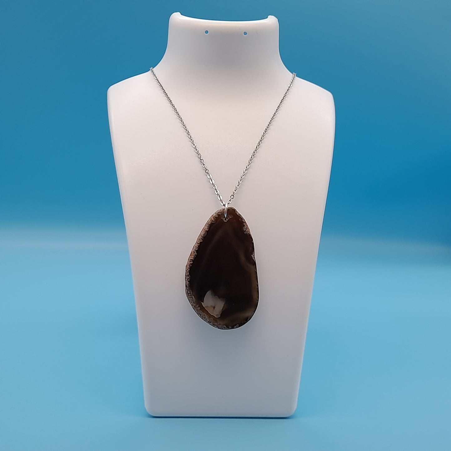 DIVERS COLLIERS EN PIERRE D' AGATE GRISE & NOIRE - BIJOUX ARTISANAUX, UNIQUES & ORIGINAUX