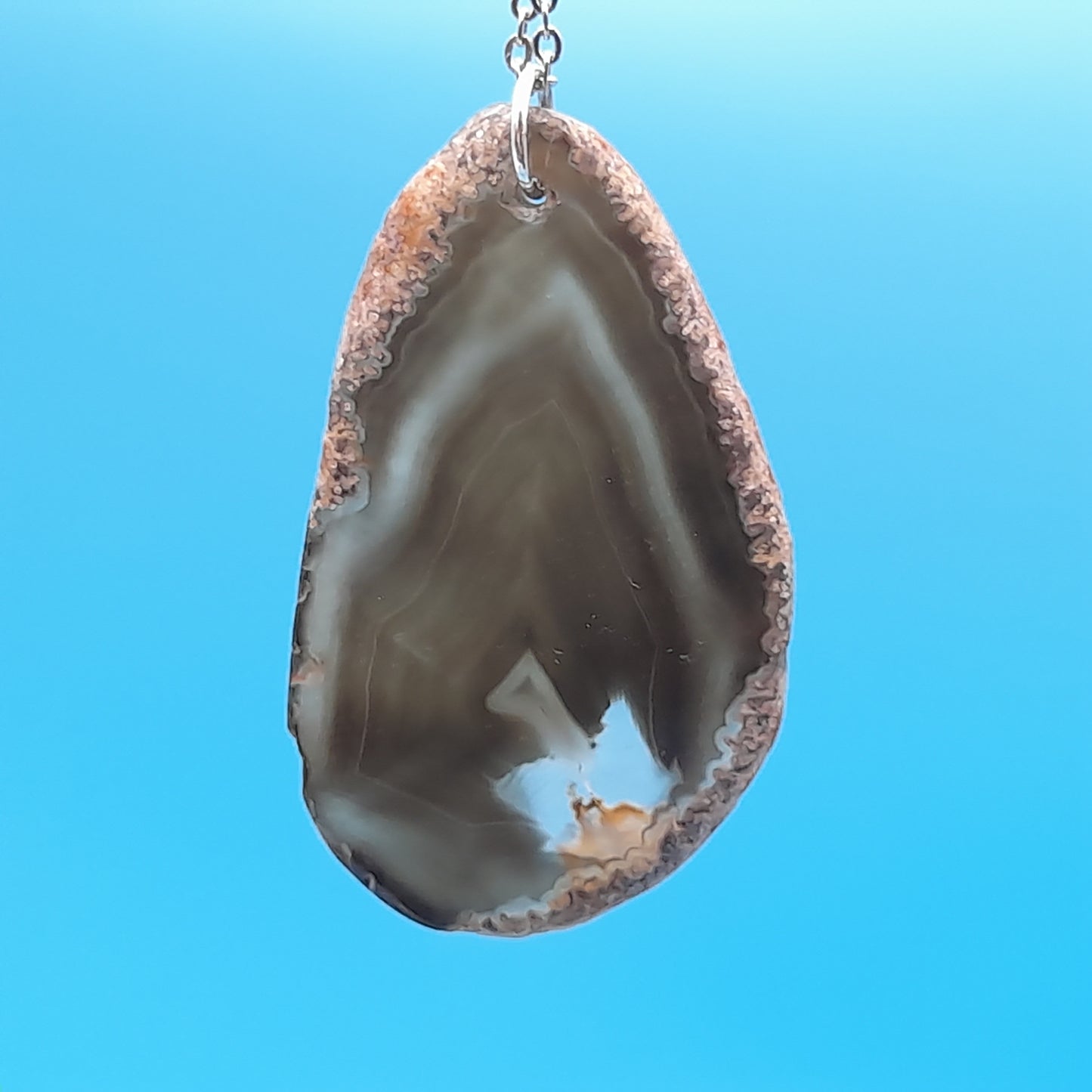 DIVERS COLLIERS EN PIERRE D' AGATE GRISE & NOIRE - BIJOUX ARTISANAUX, UNIQUES & ORIGINAUX