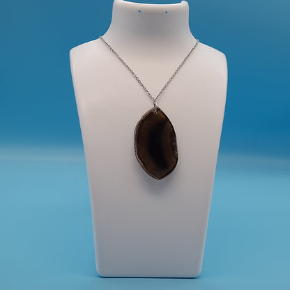 DIVERS COLLIERS EN PIERRE D' AGATE GRISE & NOIRE - BIJOUX ARTISANAUX, UNIQUES & ORIGINAUX