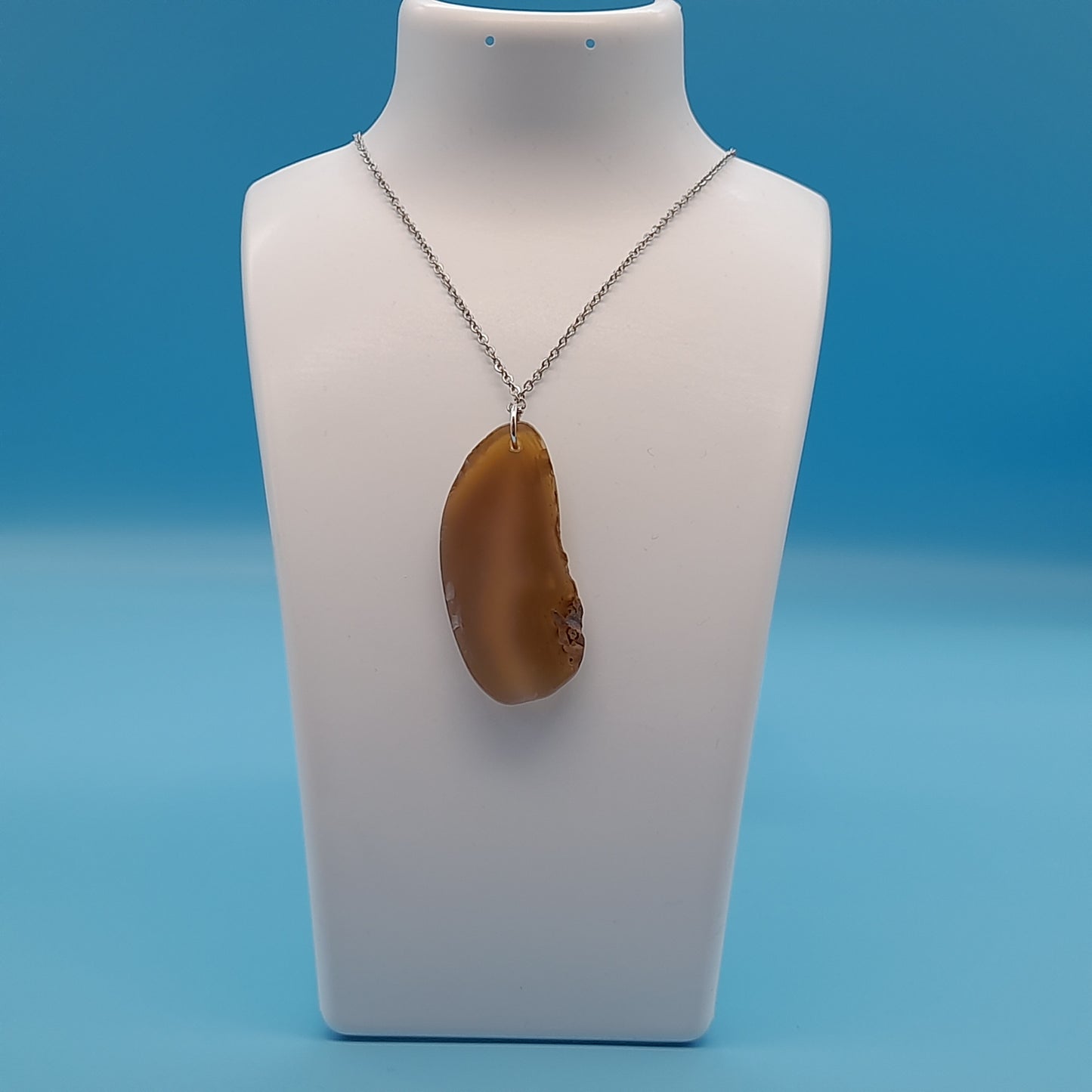 DIVERS COLLIERS EN PIERRE D' AGATE BEIGE, MARRON CHOCOLAT - BIJOUX ARTISANAUX, UNIQUES & ORIGINAUX