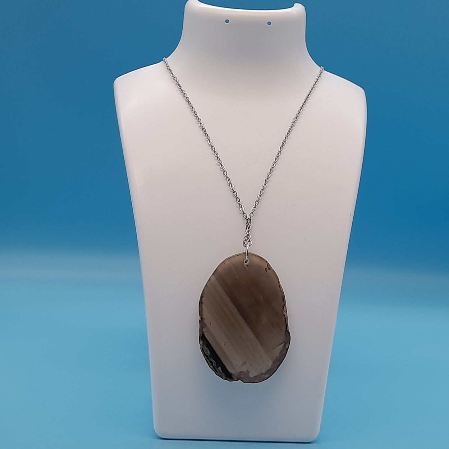 DIVERS COLLIERS EN PIERRE D' AGATE GRISE & NOIRE - BIJOUX ARTISANAUX, UNIQUES & ORIGINAUX