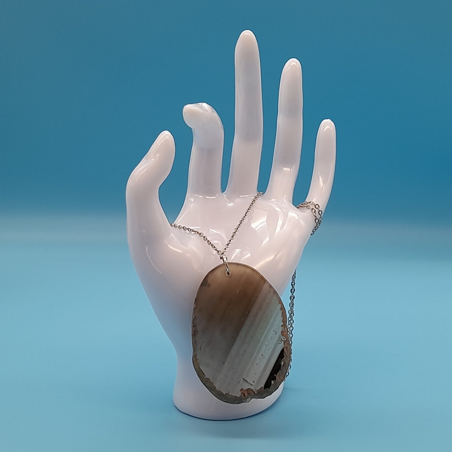 DIVERS COLLIERS EN PIERRE D' AGATE GRISE & NOIRE - BIJOUX ARTISANAUX, UNIQUES & ORIGINAUX