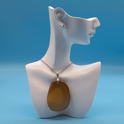 DIVERS COLLIERS EN PIERRE D' AGATE BEIGE, MARRON CHOCOLAT - BIJOUX ARTISANAUX, UNIQUES & ORIGINAUX