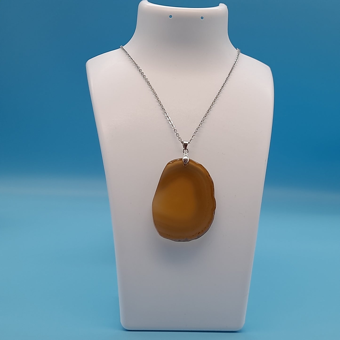 DIVERS COLLIERS EN PIERRE D' AGATE BEIGE, MARRON CHOCOLAT - BIJOUX ARTISANAUX, UNIQUES & ORIGINAUX