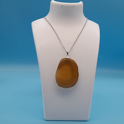 DIVERS COLLIERS EN PIERRE D' AGATE BEIGE, MARRON CHOCOLAT - BIJOUX ARTISANAUX, UNIQUES & ORIGINAUX