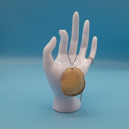 DIVERS COLLIERS EN PIERRE D' AGATE BEIGE, MARRON CHOCOLAT - BIJOUX ARTISANAUX, UNIQUES & ORIGINAUX