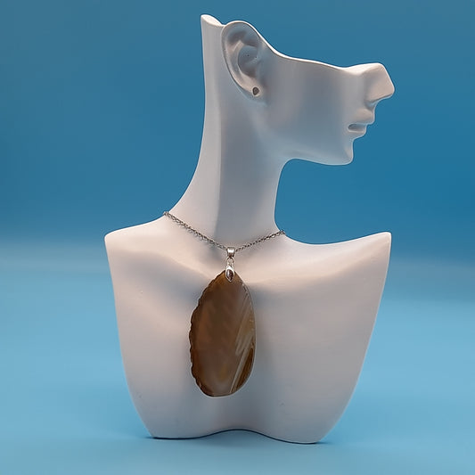 DIVERS COLLIERS EN PIERRE D' AGATE BEIGE, MARRON CHOCOLAT - BIJOUX ARTISANAUX, UNIQUES & ORIGINAUX