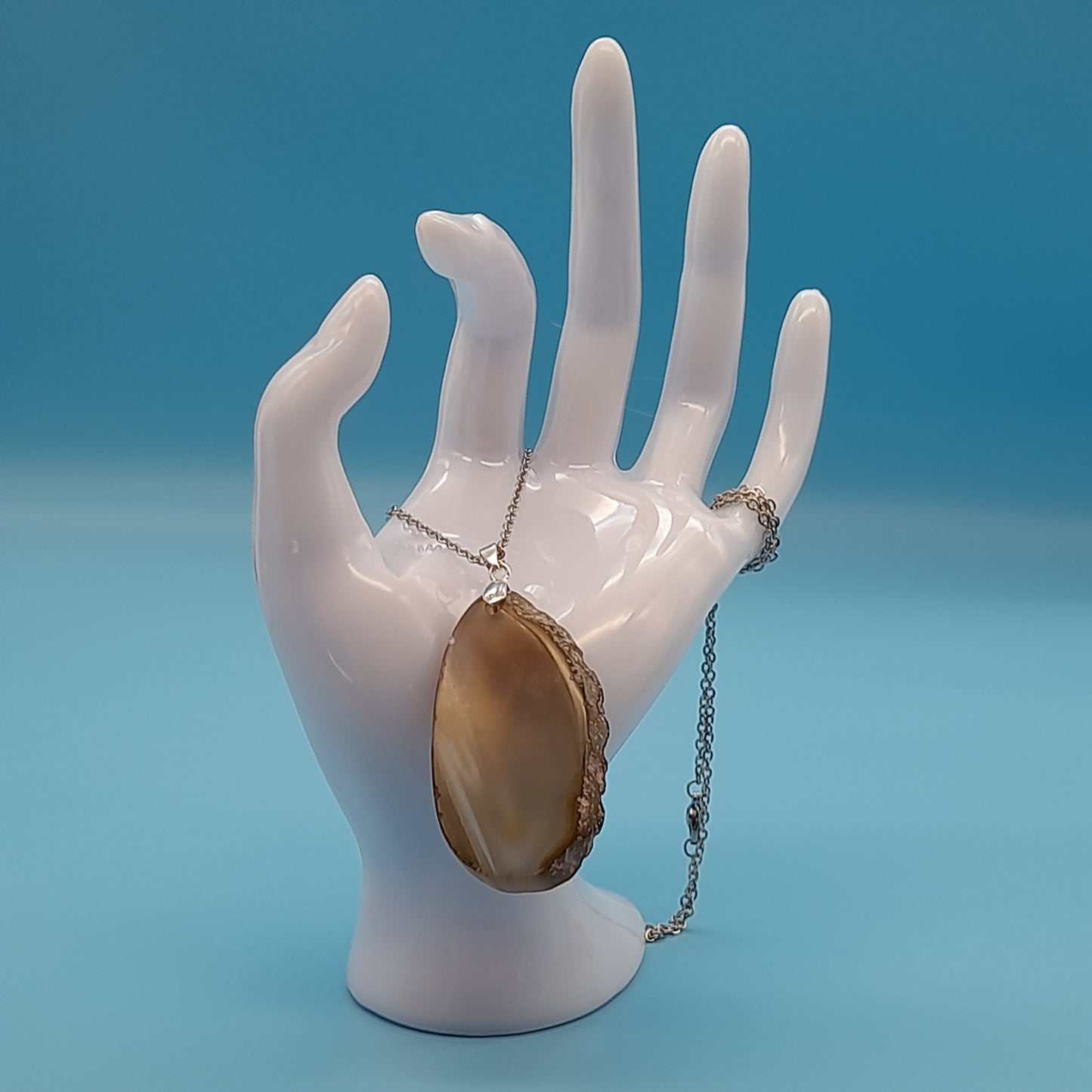 DIVERS COLLIERS EN PIERRE D' AGATE BEIGE, MARRON CHOCOLAT - BIJOUX ARTISANAUX, UNIQUES & ORIGINAUX