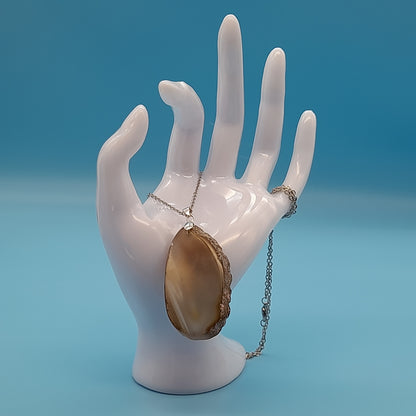 DIVERS COLLIERS EN PIERRE D' AGATE BEIGE, MARRON CHOCOLAT - BIJOUX ARTISANAUX, UNIQUES & ORIGINAUX