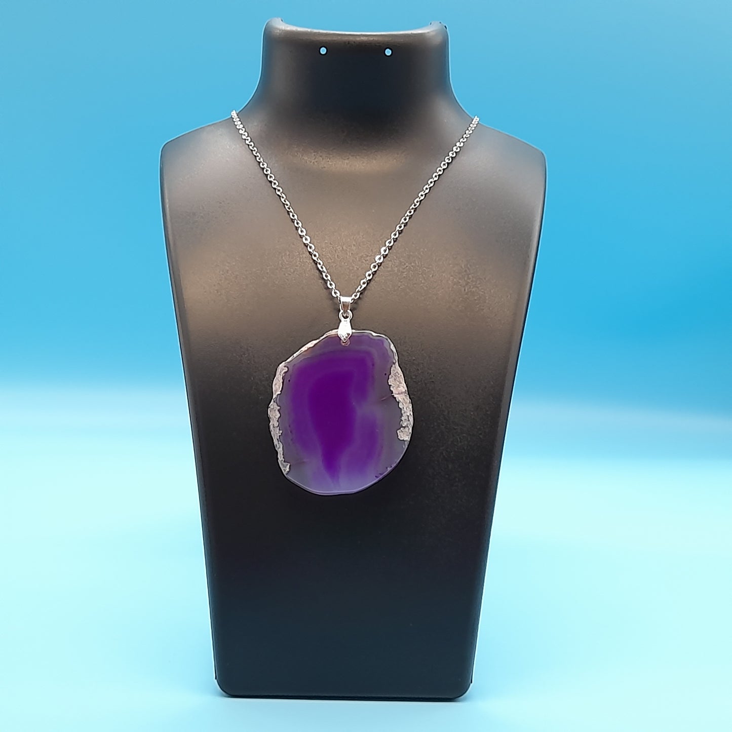 DIVERS COLLIERS EN PIERRE D' AGATE VIOLETTE, MAUVE & ROSE - BIJOUX ARTISANAUX, UNIQUES & ORIGINAUX