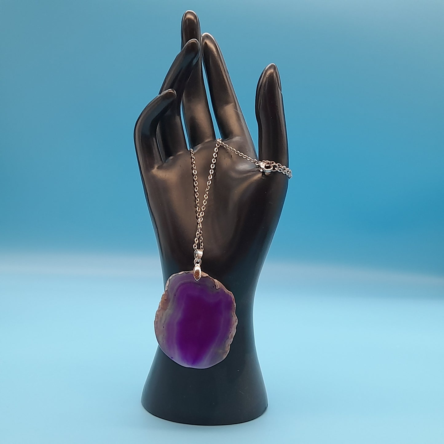 DIVERS COLLIERS EN PIERRE D' AGATE VIOLETTE, MAUVE & ROSE - BIJOUX ARTISANAUX, UNIQUES & ORIGINAUX