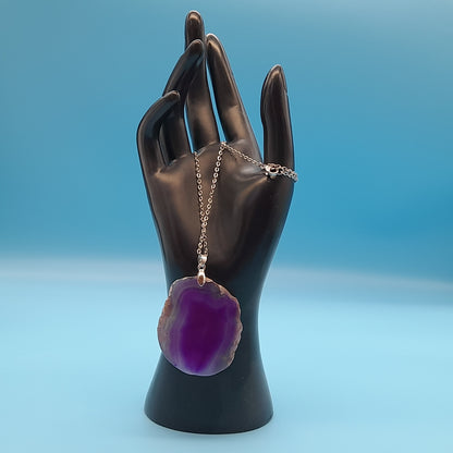 DIVERS COLLIERS EN PIERRE D' AGATE VIOLETTE, MAUVE & ROSE - BIJOUX ARTISANAUX, UNIQUES & ORIGINAUX